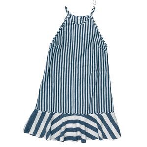 N/ Nicholas Womens Size 2 US 100% Linen Ruffle Hem Striped Sun Dress